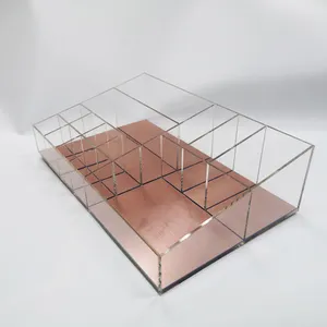 Organisateur de cosmétiques en acrylique transparent, boîte de rangement Premium, avec diviseur de tiroirs du bureau et à la maison, plateaux hermétiques pour la chambre à coucher