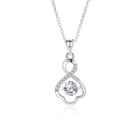 Collar con Colgante de Moissanita con Piedra Central Redonda de 5mm, Diseño de Flor Infinita, Plata de Ley 925, Disponible en Stock, Joyería al por Mayor