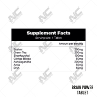 Comprimé Brain Power – Modèle de Complément Alimentaire Effervescent Super Greens Saveur Immunité, Qualité Supérieure Certifiée GMP pour Adultes