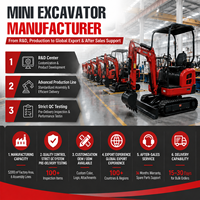 Mini-excavatrice TP15 de 1,5 tonne certifiée EPA, petite pelle compacte sur chenilles avec moteur Yanmar Kubota, machine de terrassement de 1500 kg