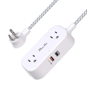 Tonhua Strip colokan portabel, 2 Outlet colokan daya USB 2 colokan listrik 2pin pelindung lonjakan soket internasional universal travel adaptor