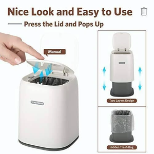 Countertop Mini Thùng rác có thể 0.4 gallon mở Top wastebasket Bàn cà phê Vanity Bảng đầu giường Pop Nắp quản lý chất thải - Product Image 5