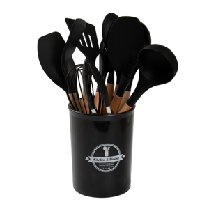 Juego <span class=keywords><strong>de</strong></span> utensilios <span class=keywords><strong>de</strong></span> <span class=keywords><strong>cocina</strong></span> <span class=keywords><strong>de</strong></span> silicona <span class=keywords><strong>de</strong></span> 12 piezas al por mayor con mango <span class=keywords><strong>de</strong></span> madera, que incluye espátula y utensilios para remojar - Product Image 2