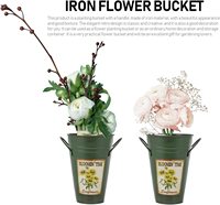 Vas Bunga Dekoratif Shabby Chic untuk Rumah & Taman, Vas Galvanis Vintage, Ember Bunga Rustic dengan Pegangan