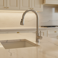Robinet de cuisine moderne à poignée unique en acier inoxydable, cartouche céramique, installation monotrou, douchette extractible – Meilleures ventes