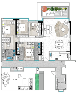 Bản vẽ xây dựng kiến trúc phòng khách thanh lịch Nexus sang trọng hiện đại tối giản thiết kế nội thất kết xuất 3D - Product Image 6