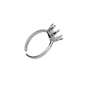 Bague ouverte en argent S925 avec couronne, 7,5-8,5 mm, pour perle, bijoux DIY pour femme avec plateau vide, 228 apprêts et composants de bijouterie - Product Image 5