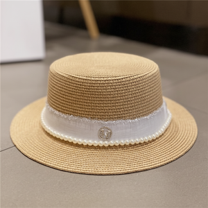 Sohyangpung donna estate perla paglia Fedora famoso cappello da spiaggia vacanza con orlo Rashguard copri costume da bagno - Product Image 1