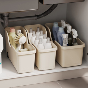 Modern Simple Design <b>Plastic</b> Rectangle Shape Kitchen Storage BoxWith <b>Wheels</b> Under-Sink Angled Storage Basket for Utensils - Product Image 4