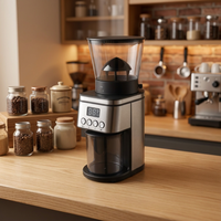 Moulin à café mécanique à meules coniques pour grande famille, réservoir de café moulu amovible de 150 g, machine à moudre de 160 W
