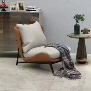 Sillón de Cuero Moderno, Respaldo Sólido, Diseño Ergonómico, Estilo Mid-Century, Muebles para Sala de Estar - Product Image 2