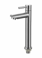 Robinet Moderne à Poignée Unique pour Eau Froide en Acier Inoxydable 304 à Montage sur Plan Vasque avec Noyau de Valve en Céramique Surface Chromée