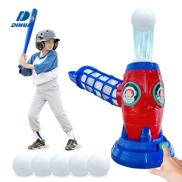 Toddler Tee Ball Set with Battery-Operated Baseball Pitching Machine for Outdoor Sports Training & Practice Swing Hit