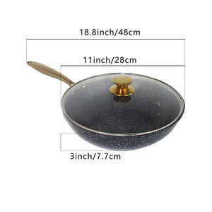 Sartén <span class=keywords><strong>Wok</strong></span> antiadherente chino comercial clásico de fácil limpieza multifunción de 28cm de alta calidad con mango largo - Product Image 3