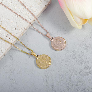 Collana con Ciondolo Rotondo in Oro con Ritratto di Elisabetta 1989, Stile Retrò Britannico, Medaglia Dollaro, Catena da Clavicola Cool Wind - Product Image 2