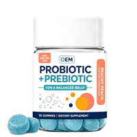 Gummies Probiotiques et Prébiotiques OEM Marque Privée 30 Unités Pêche Distributeur en Gros Marque Personnalisée