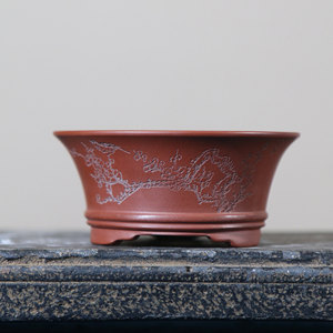 Maceta de Bonsái de Arcilla Morada Hecha a Mano con Borde Acampanado, Estilo Calamus Pequeño, Macetero de Escritorio Antiguo - Product Image 3