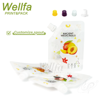 Pochette Doypack personnalisée avec logo, 250 ml, 500 ml, pour boissons, jus, liquides, avec bec verseur, qualité alimentaire, rechargeable, avec fenêtre transparente, sac souple autoportant