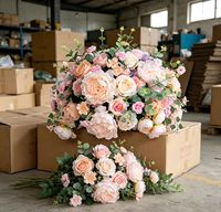 Populaire zijden roze-rode roos kunstbloemen hangende bloemenbal bruiloft centerpiece tafeldecoratie bloemstuk feest evenement