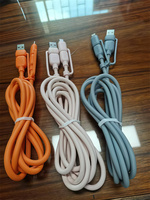 Cable OEM/ODM de Fábrica, Transferencia de 480 Mbps, 4 en 1, Revestimiento de Silicona, Carga Rápida Super 5A de 240 W, Conectores USB-A/Tipo-C