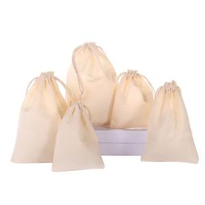 Bolsas de Algodón con Cordón, Bolsas de Algodón Orgánico Blancas, Comunicación Yiwu, Reciclables, con Logotipo y Cordón Personalizables - Product Image 1
