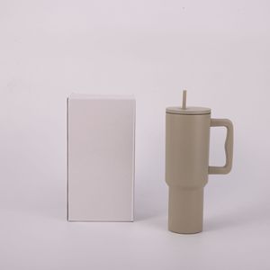 Taza aislada al vacío de acero inoxidable de 40oz y 1200ml a bajo precio, taza portátil para coche con asa y pajita - Product Image 5