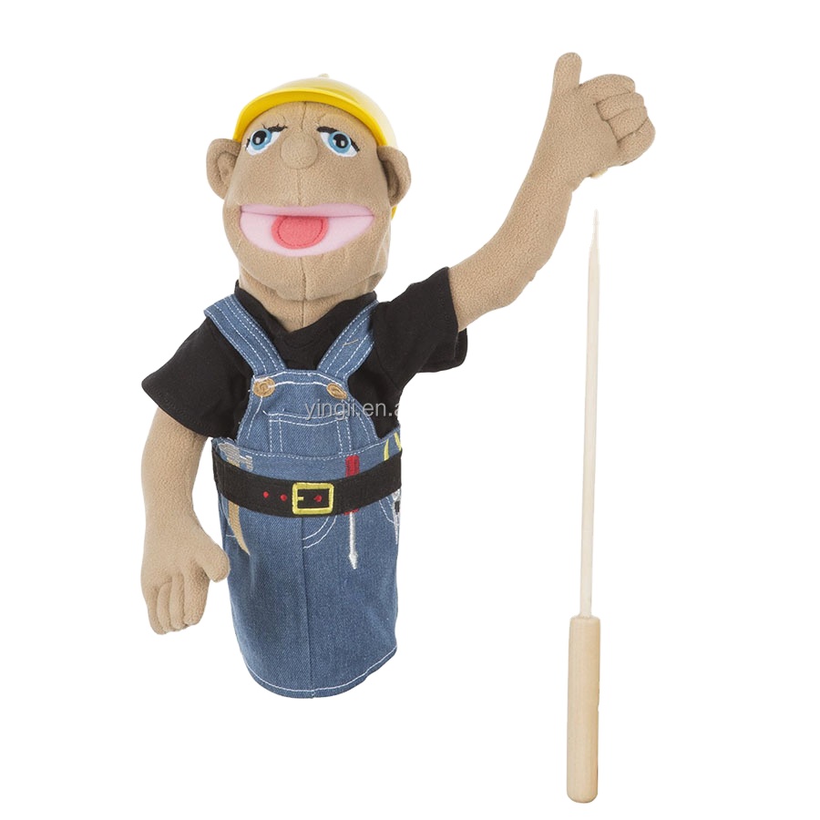 A191 ручная кукла строительного работника со съемным деревянным стержнем для анимационных жестов