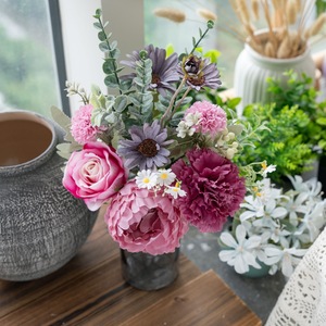 Bouquet de fleurs artificielles Lotus sous la lumière de la lune, en tissu tissé plastique, décoration intérieure, accessoires de mariage CF02018 - Product Image 2