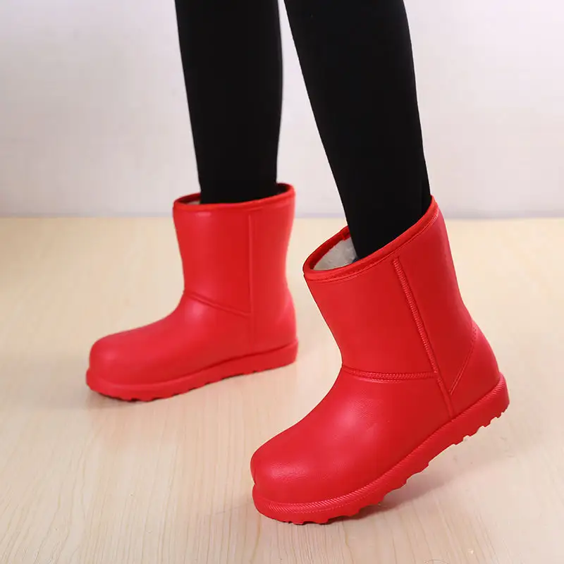 High Heel Ladies Rain Platform Shoes EVA Ankle Snow Boots Winter Warm Waterproof Women Fur Boots