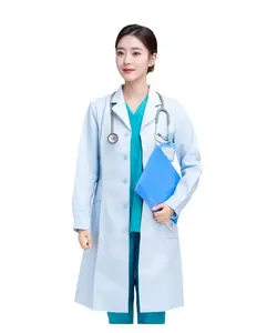 Divisa da Infermiera Nightingale all'Ingrosso, Camice Bianco con Colletto, Maniche Lunghe o Corte, Sottile o Spesso, per Laboratorio, Farmacia, Clinica - Product Image 4