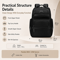 Tas Ransel Laptop Kain Oxford Mewah Kapasitas Besar Tahan Air Unisex untuk Perjalanan Bisnis Pria Wanita OEM ODM