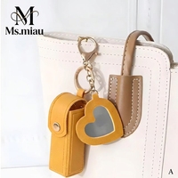 Boîte de rangement pour rouge à lèvres, miroir de poche, porte-clés, sac portable pour gloss, mini miroir cosmétique, finition argentée personnalisée pour femmes