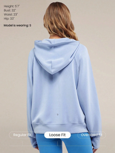 Felpa con cappuccio da donna personalizzata <span class=keywords><strong>taglie</strong></span> <span class=keywords><strong>forti</strong></span>, all'ingrosso, alla moda, casual, a maniche lunghe, stile autunnale, con mezza zip, in maglia lavata - Product Image 3