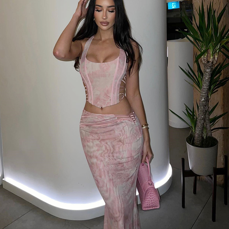 Two Piece Maxi Skirt And Top Set Crop Top And Maxi Skirt Set