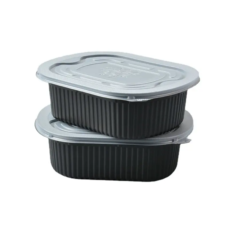 Rechteckige Zwei-Fächernde Lunchbox für Lebensmittel zum Mitnehmen einweg-Beutel aus PP Kunststoff Lebensmittelverpackungsbehälter