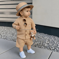 Ensemble de vêtements décontractés d'été pour bébés filles, haut et short en mousseline brodés d'un ours, fabriqués sur mesure, vêtements neutres pour tout-petits