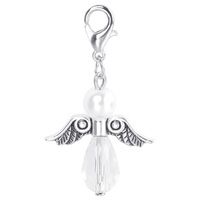 Breloques à clip en perles de verre, breloques ailes d'ange gardien, breloques ailes d'ange avec fermoir à homard pour bracelet, collier, tirette de fermeture éclair, porte-clés