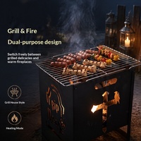 Pemanggang BBQ Halloween Portabel, Perapian Luar Ruangan, Tungku Pembakaran Kayu, Oven Arang untuk Berkemah, Perapian Besi yang Dapat Dilepas, Brazier