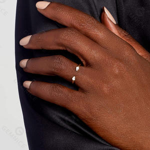 Anneaux de mariage réglables en argent sterling 925 Anneau de pincement de poire réglable ouvert - Product Image 3