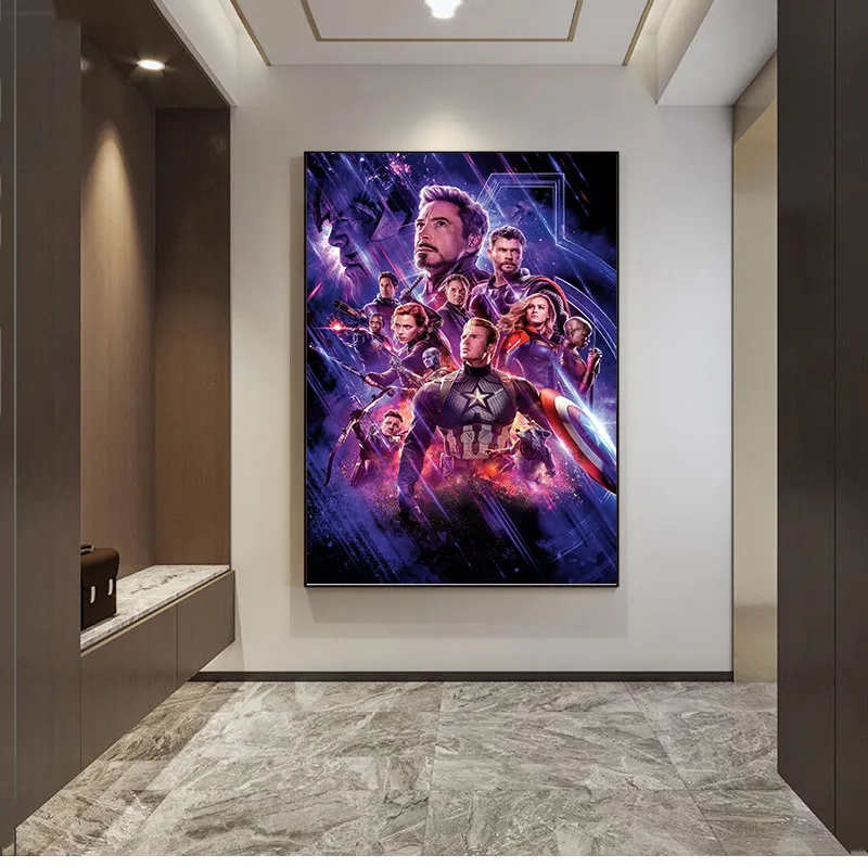 Modern fashion animation art deco canvas painting with frame for the cinema children's room wall decoration hanging murals