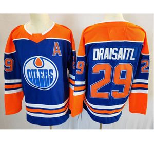 Jersey de Hockey sobre Hielo Personalizado, Azul, Naranja y Blanco, con Emblema de Gota de Aceite, Cuello en V, Sublimado, de Poliéster, para Hombre y Mujer - Product Image 1