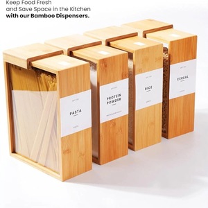 Boîte de rangement pour riz en bois carrée avec couvercle en bois, préservation de la fraîcheur, utilisation en cuisine - Product Image 3