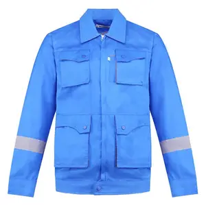 Оптовая продажа, фабричная Рабочая Рубашка, куртка для строительных рабочих, промышленная рабочая одежда, одежда, рубашка для шахт, много карманов, голубого цвета