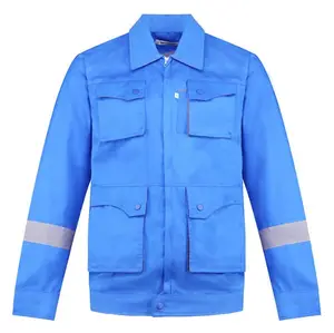 Chemise de travail en gros, veste de travail pour les ouvriers du bâtiment, vêtements de travail industriels, chemise de travail pour les mines, multi-poches, couleur bleue - Product Image 1
