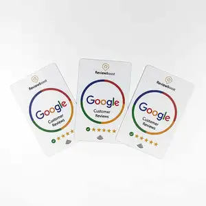 Custom Logo PVC NFC Google Review Gift Card With Smart Chip Ntag213 Ntag215 13.56MHz Frequency RFID Technology