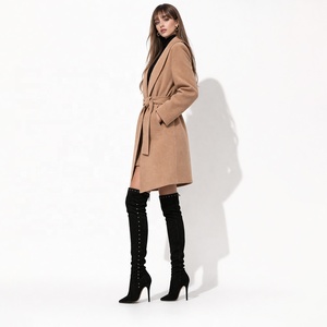 <span class=keywords><strong>Manteau</strong></span> en laine pour femme - Élégant <span class=keywords><strong>manteau</strong></span> portefeuille camel ceinturé avec col châle, veste d'hiver ajustée pour le bureau - Logo personnalisé - Product Image 2