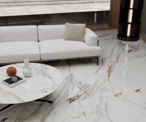 Yushi Italy đá cẩm thạch tự nhiên calacatta Vàng hiện đại Thiết kế sang trọng cho sàn cầu thang khách sạn sử dụng - Product Image 4