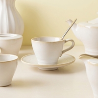 Service de table en céramique blanc crème ST, assiettes, bols, tasses en porcelaine, ensemble de table, juego de vajilla, hôtel, restaurant, restauration, en gros