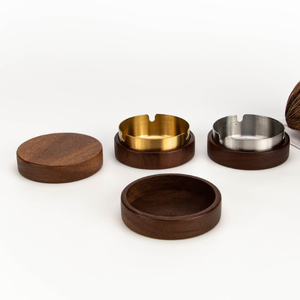 Cendrier de luxe en bois et métal avec couvercle, cadeau/souvenir minimaliste pour fumeurs, pour la maison, l'hôtel, <span class=keywords><strong>le</strong></span> restaurant - Product Image 2