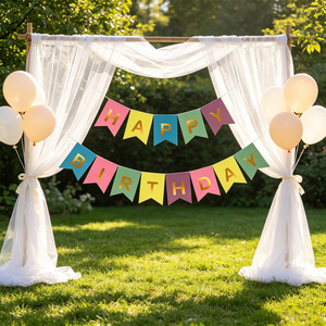 Guirnalda Infantil de Cumpleaños en Colores Pastel con Letras Doradas, 14 Piezas, 4 Metros, Reutilizable, Decoración para Fiestas - Product Image 6